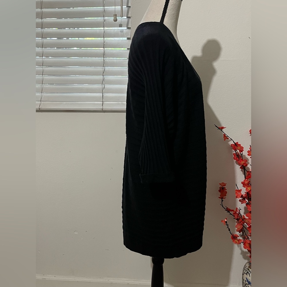 Black Open-Front Women’s Cardigan Sweater - Picture 3 of 5